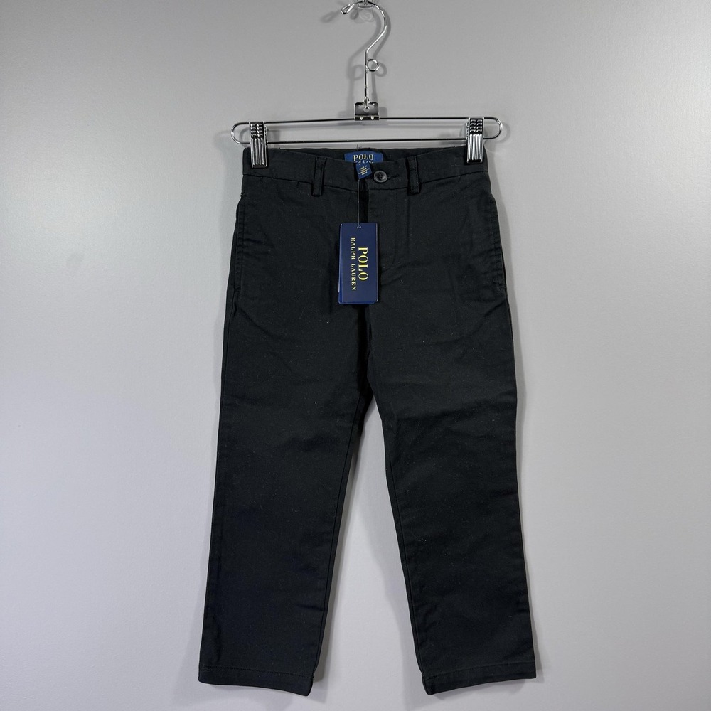 Polo Ralph Lauren Pants Boys 4T Black Chino Twill Zip Fly School Casual Pockets